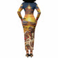 Kenya Christmas African Holy Family Long Sleeve Bodycon Dress Savanna Sunset Baby Jesus