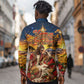 Kenya Christmas African Holy Family Long Sleeve Button Shirt Savanna Sunset Baby Jesus