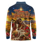 Kenya Christmas African Holy Family Long Sleeve Polo Shirt Savanna Sunset Baby Jesus