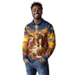 Kenya Christmas African Holy Family Long Sleeve Polo Shirt Savanna Sunset Baby Jesus