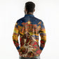 Kenya Christmas African Holy Family Long Sleeve Polo Shirt Savanna Sunset Baby Jesus