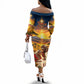 Kenya Christmas African Holy Family Off The Shoulder Long Sleeve Dress Savanna Sunset Baby Jesus