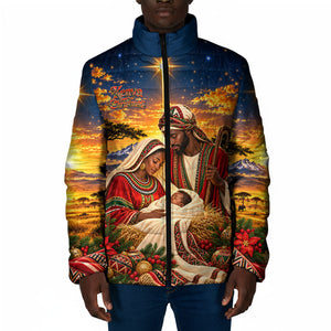 Kenya Christmas African Holy Family Padded Jacket Savanna Sunset Baby Jesus
