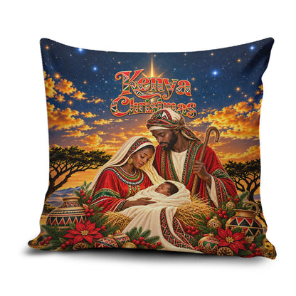 Kenya Christmas African Holy Family Pillow Cover Savanna Sunset Baby Jesus