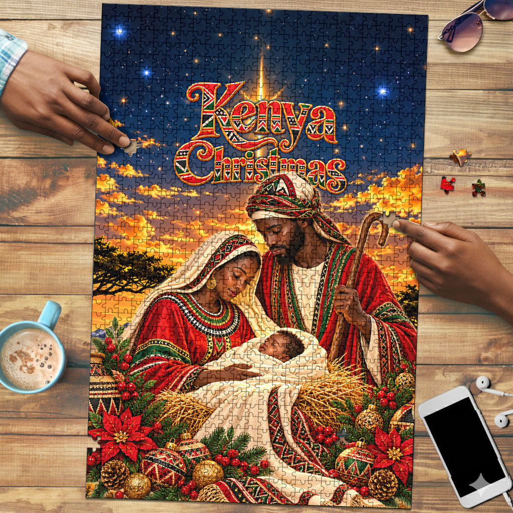Kenya Christmas African Holy Family Puzzle Savanna Sunset Baby Jesus