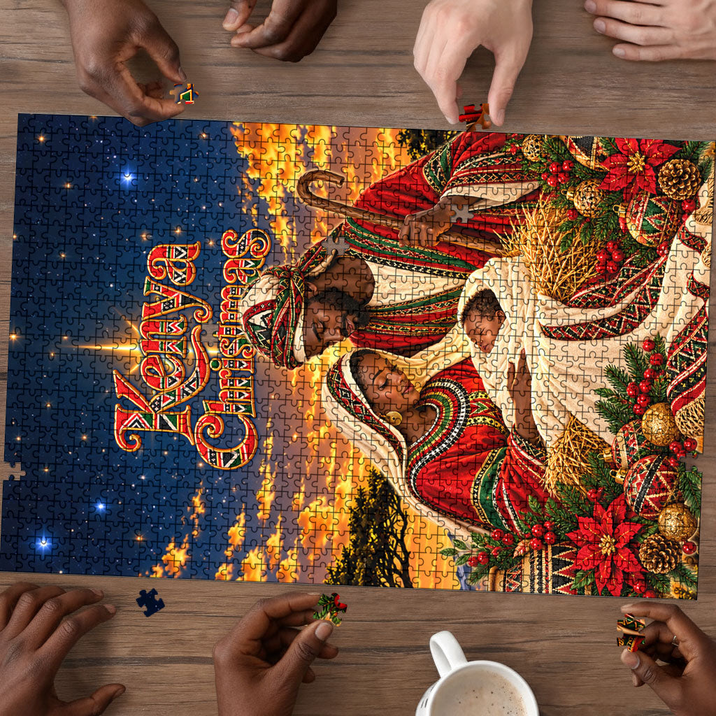 Kenya Christmas African Holy Family Puzzle Savanna Sunset Baby Jesus
