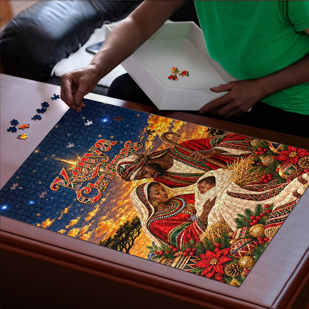 Kenya Christmas African Holy Family Puzzle Savanna Sunset Baby Jesus