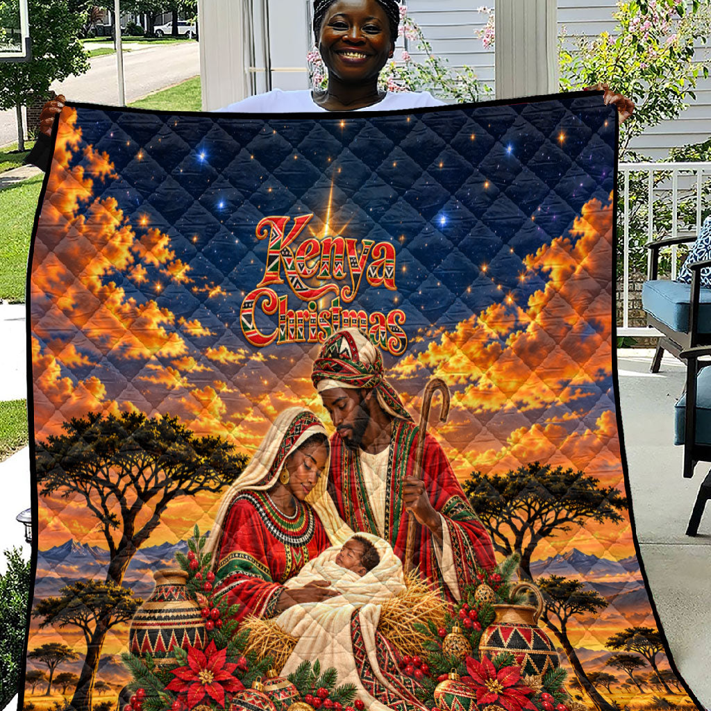 Kenya Christmas African Holy Family Quilt Savanna Sunset Baby Jesus
