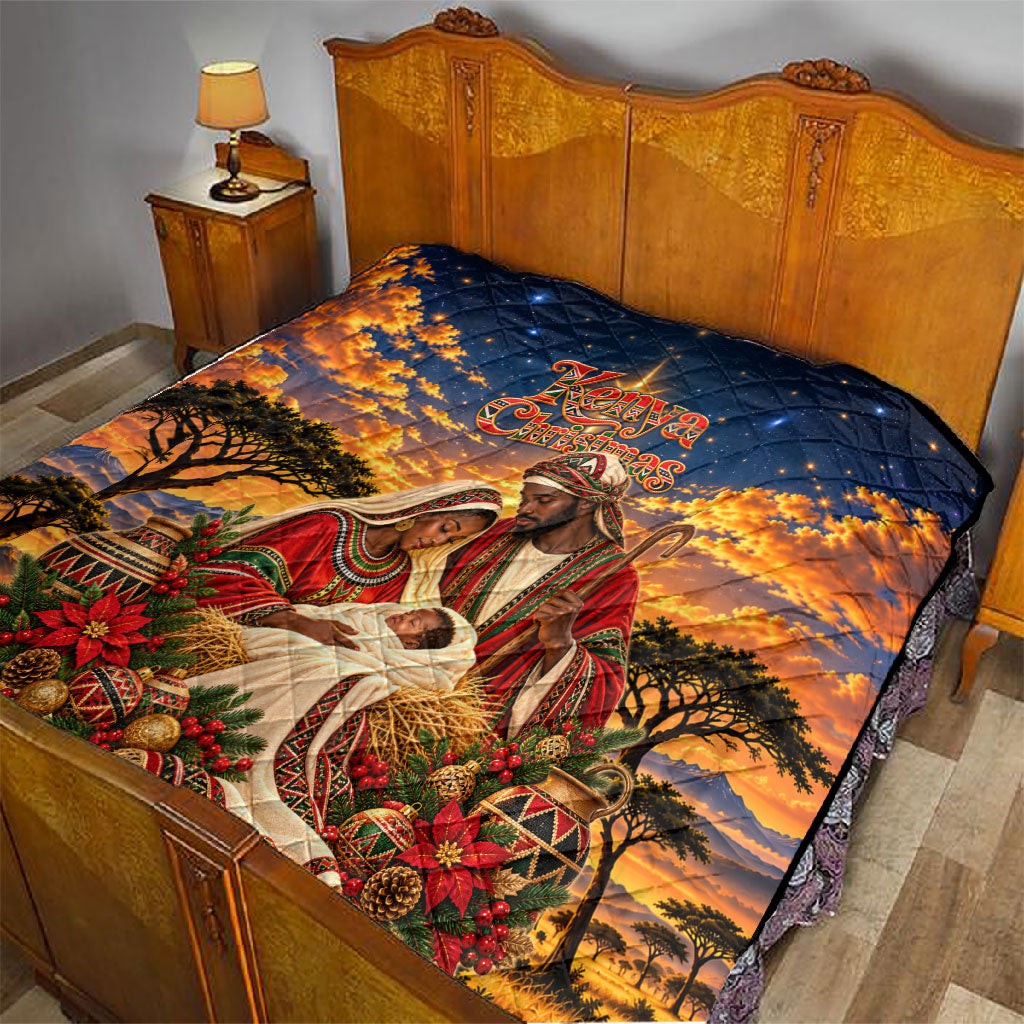 Kenya Christmas African Holy Family Quilt Savanna Sunset Baby Jesus