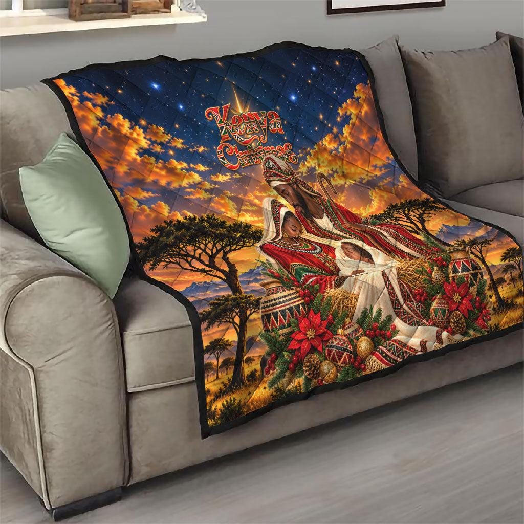 Kenya Christmas African Holy Family Quilt Savanna Sunset Baby Jesus
