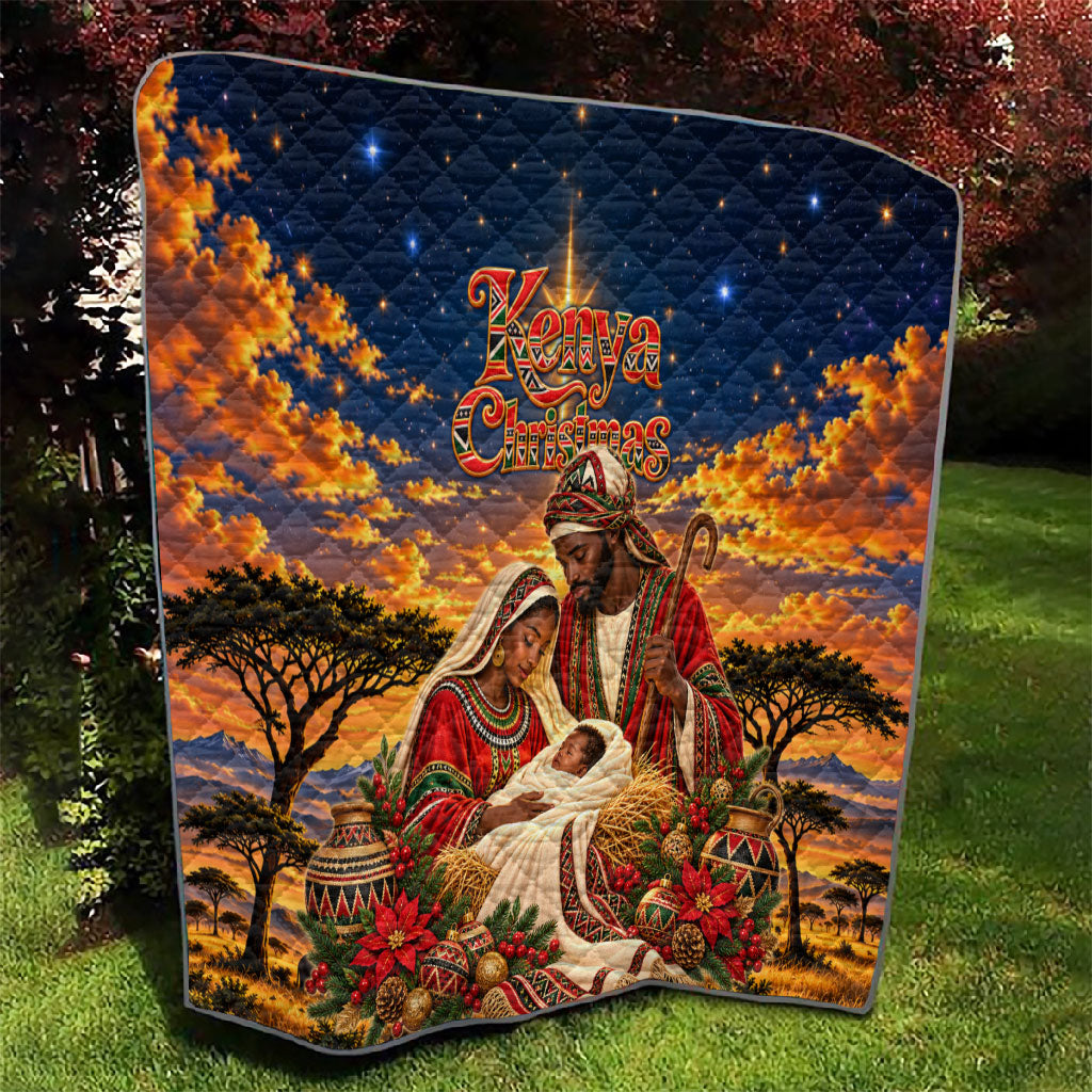 Kenya Christmas African Holy Family Quilt Savanna Sunset Baby Jesus