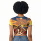 Kenya Christmas African Holy Family Raglan Cropped T shirt Savanna Sunset Baby Jesus