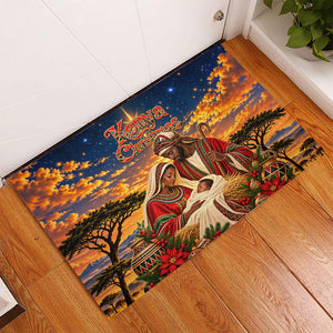 Kenya Christmas African Holy Family Rubber Doormat Savanna Sunset Baby Jesus