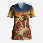 Kenya Christmas African Holy Family Scrub Top Savanna Sunset Baby Jesus