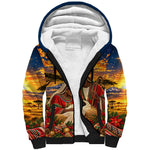 Kenya Christmas African Holy Family Sherpa Hoodie Savanna Sunset Baby Jesus