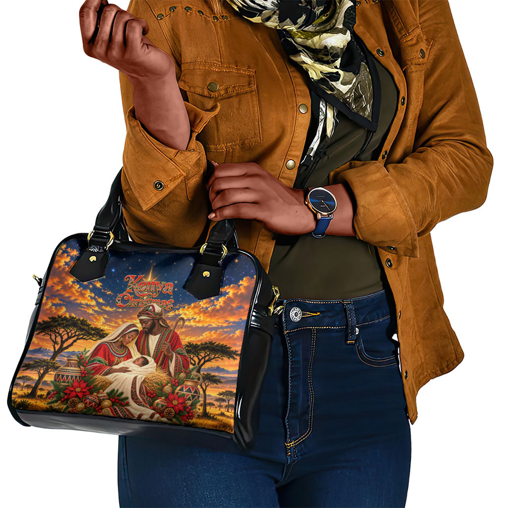 Kenya Christmas African Holy Family Shoulder Handbag Savanna Sunset Baby Jesus