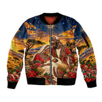 Kenya Christmas African Holy Family Sleeve Zip Bomber Jacket Savanna Sunset Baby Jesus