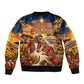 Kenya Christmas African Holy Family Sleeve Zip Bomber Jacket Savanna Sunset Baby Jesus