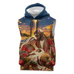 Kenya Christmas African Holy Family Sleeveless Hoodie Savanna Sunset Baby Jesus