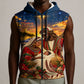 Kenya Christmas African Holy Family Sleeveless Zip Hoodie Savanna Sunset Baby Jesus