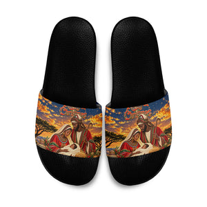 Kenya Christmas African Holy Family Slide Sandals Savanna Sunset Baby Jesus