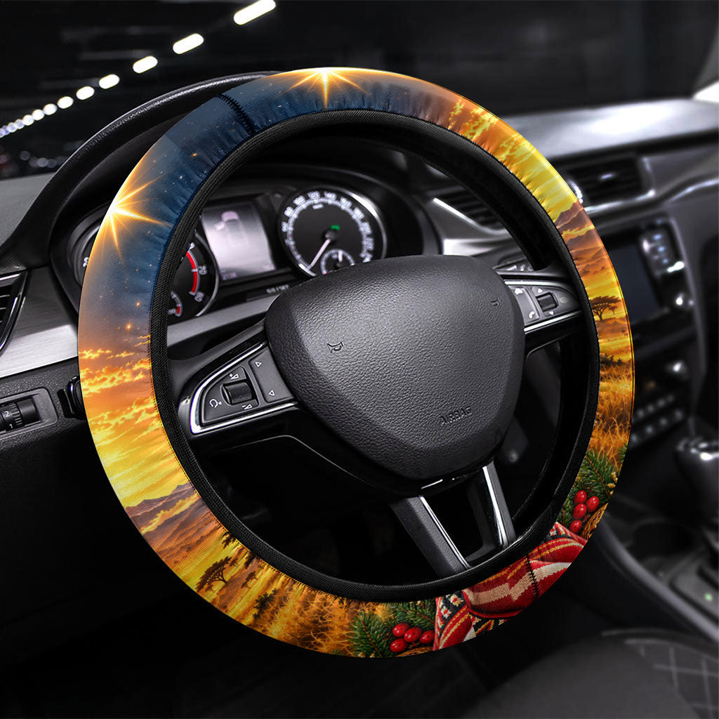 Kenya Christmas African Holy Family Steering Wheel Cover Savanna Sunset Baby Jesus