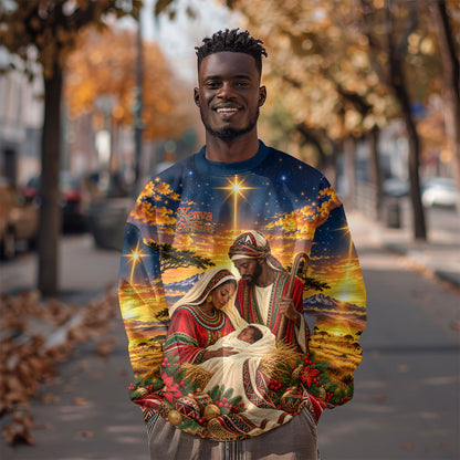Kenya Christmas African Holy Family Sweatshirt Savanna Sunset Baby Jesus