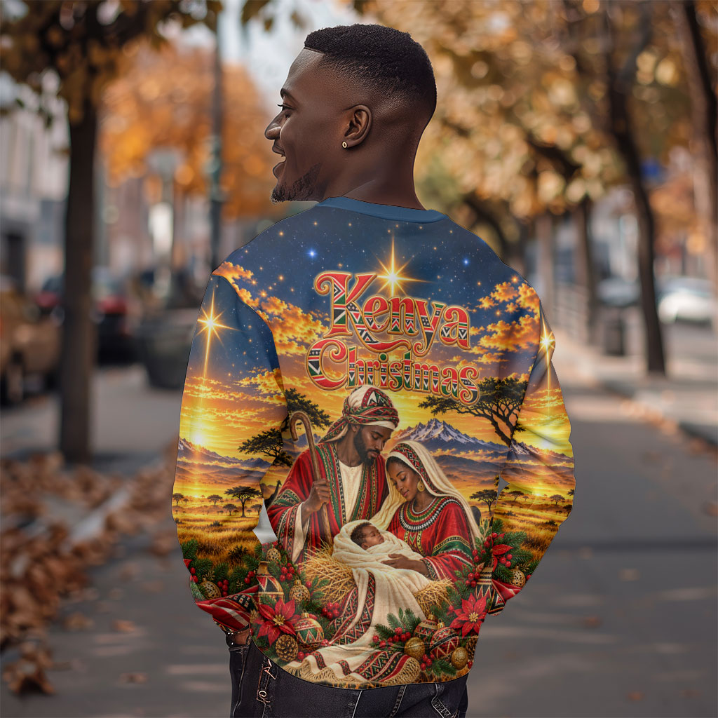 Kenya Christmas African Holy Family Sweatshirt Savanna Sunset Baby Jesus