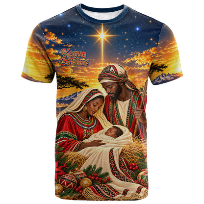 Kenya Christmas African Holy Family T shirt Savanna Sunset Baby Jesus