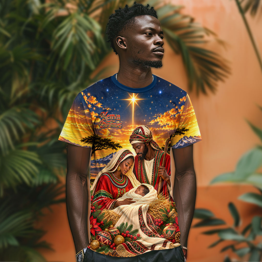 Kenya Christmas African Holy Family T shirt Savanna Sunset Baby Jesus
