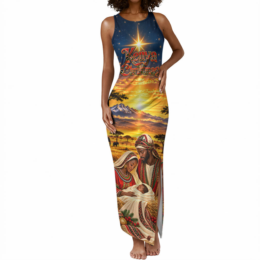 Kenya Christmas African Holy Family Tank Maxi Dress Savanna Sunset Baby Jesus
