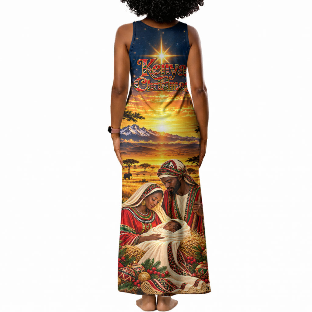 Kenya Christmas African Holy Family Tank Maxi Dress Savanna Sunset Baby Jesus
