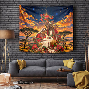 Kenya Christmas African Holy Family Tapestry Savanna Sunset Baby Jesus