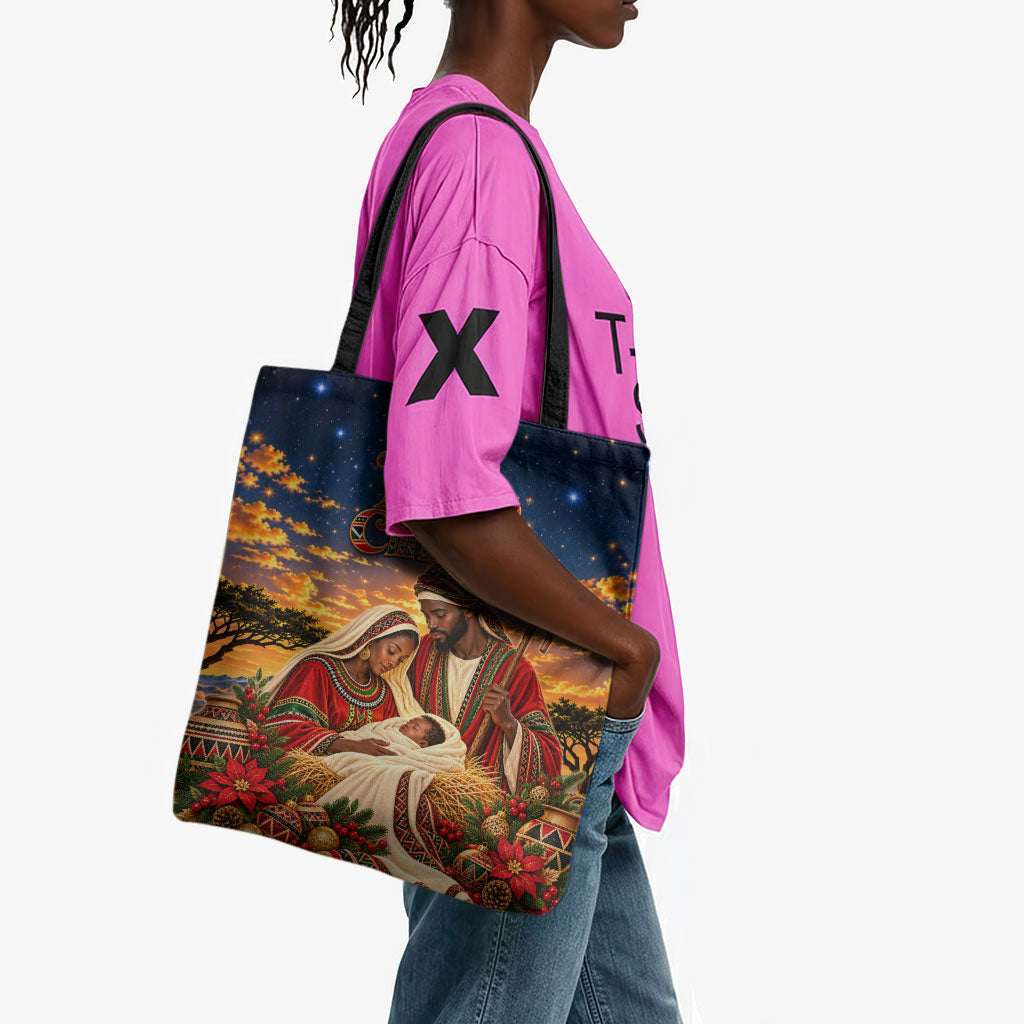 Kenya Christmas African Holy Family Tote Bag Savanna Sunset Baby Jesus