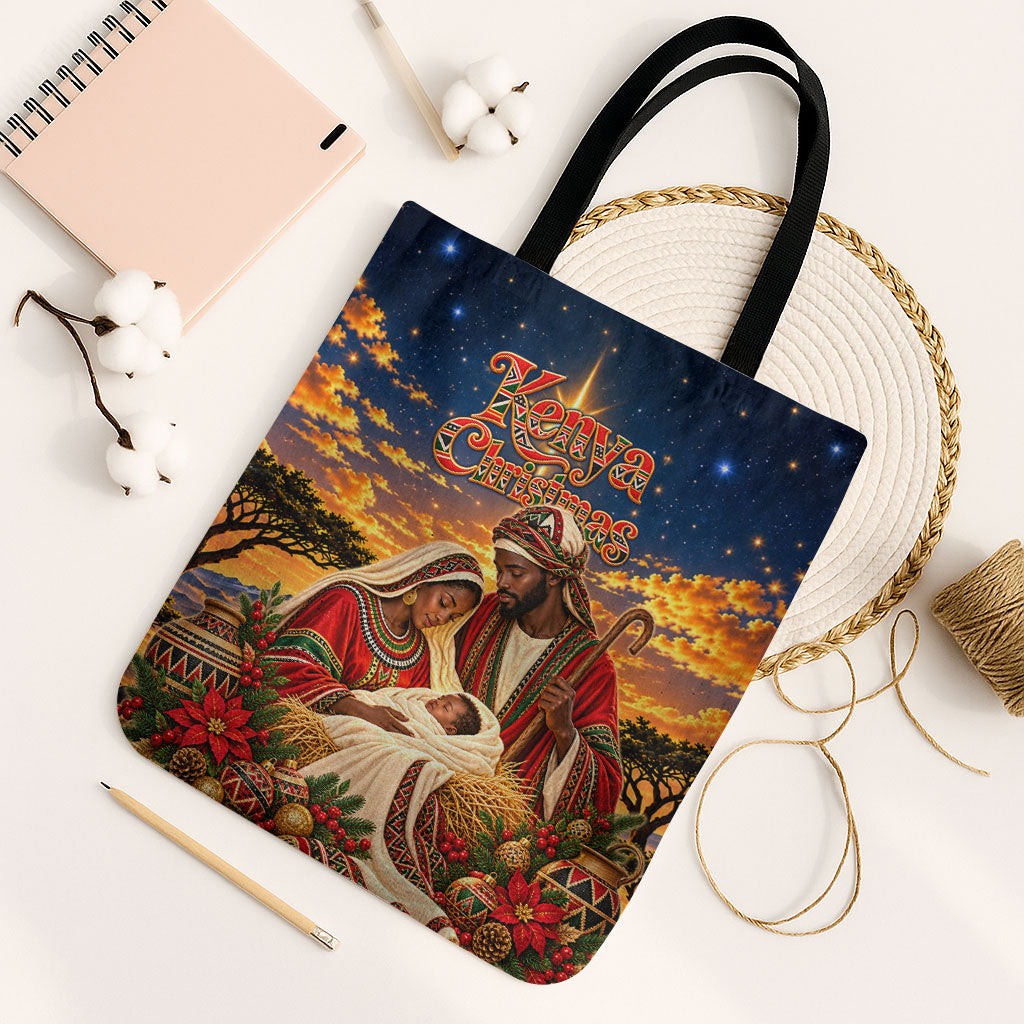 Kenya Christmas African Holy Family Tote Bag Savanna Sunset Baby Jesus