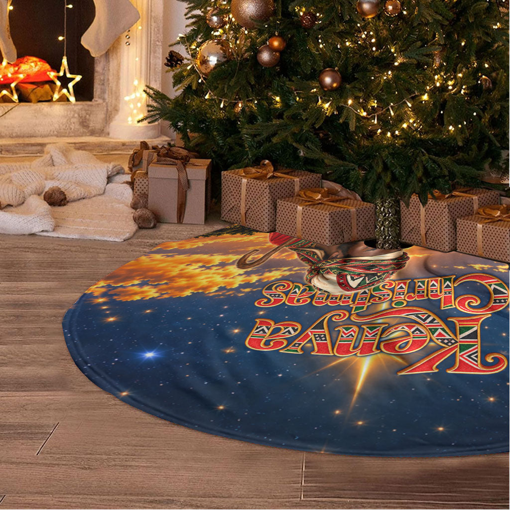 Kenya Christmas African Holy Family Tree Skirt Savanna Sunset Baby Jesus