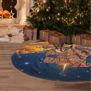 Kenya Christmas African Holy Family Tree Skirt Savanna Sunset Baby Jesus