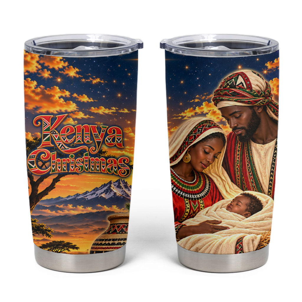 Kenya Christmas African Holy Family Tumbler Cup Savanna Sunset Baby Jesus