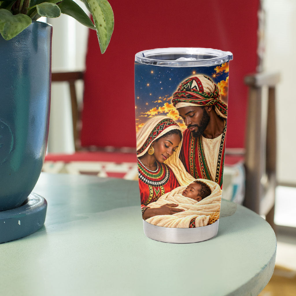 Kenya Christmas African Holy Family Tumbler Cup Savanna Sunset Baby Jesus