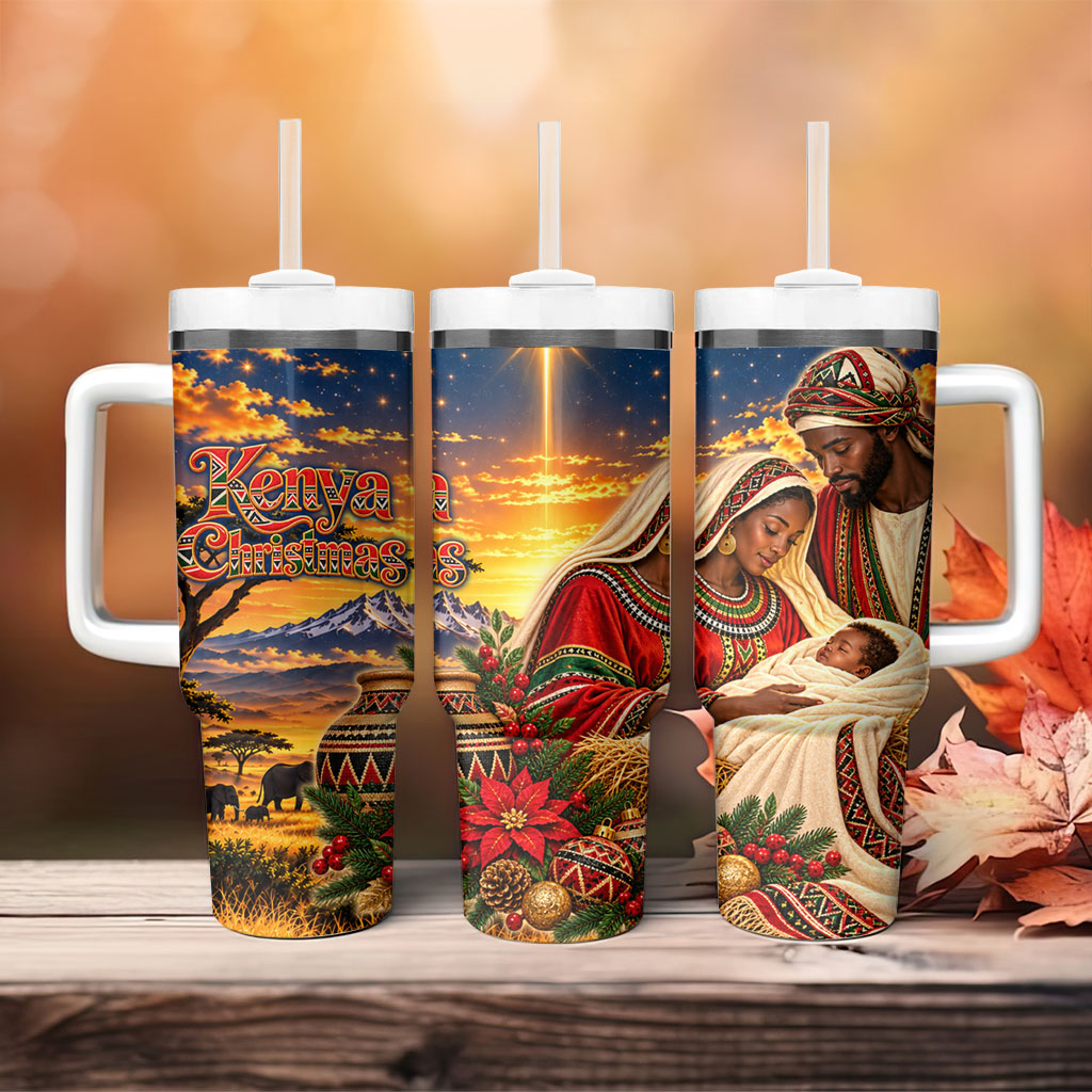 Kenya Christmas African Holy Family Tumbler With Handle Savanna Sunset Baby Jesus