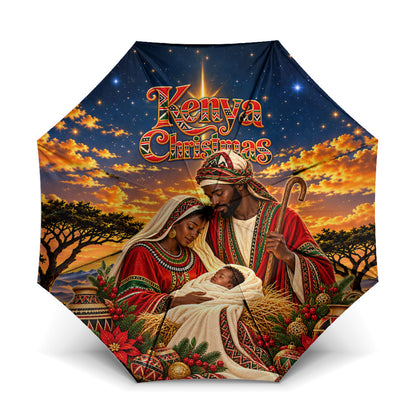Kenya Christmas African Holy Family Umbrella Savanna Sunset Baby Jesus