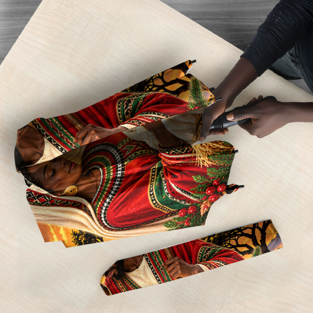 Kenya Christmas African Holy Family Umbrella Savanna Sunset Baby Jesus