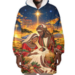 Kenya Christmas African Holy Family Wearable Blanket Hoodie Savanna Sunset Baby Jesus