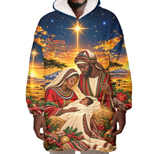 Kenya Christmas African Holy Family Wearable Blanket Hoodie Savanna Sunset Baby Jesus