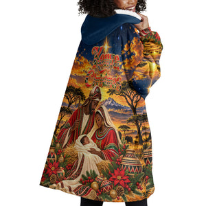 Kenya Christmas African Holy Family Wearable Blanket Hoodie Savanna Sunset Baby Jesus