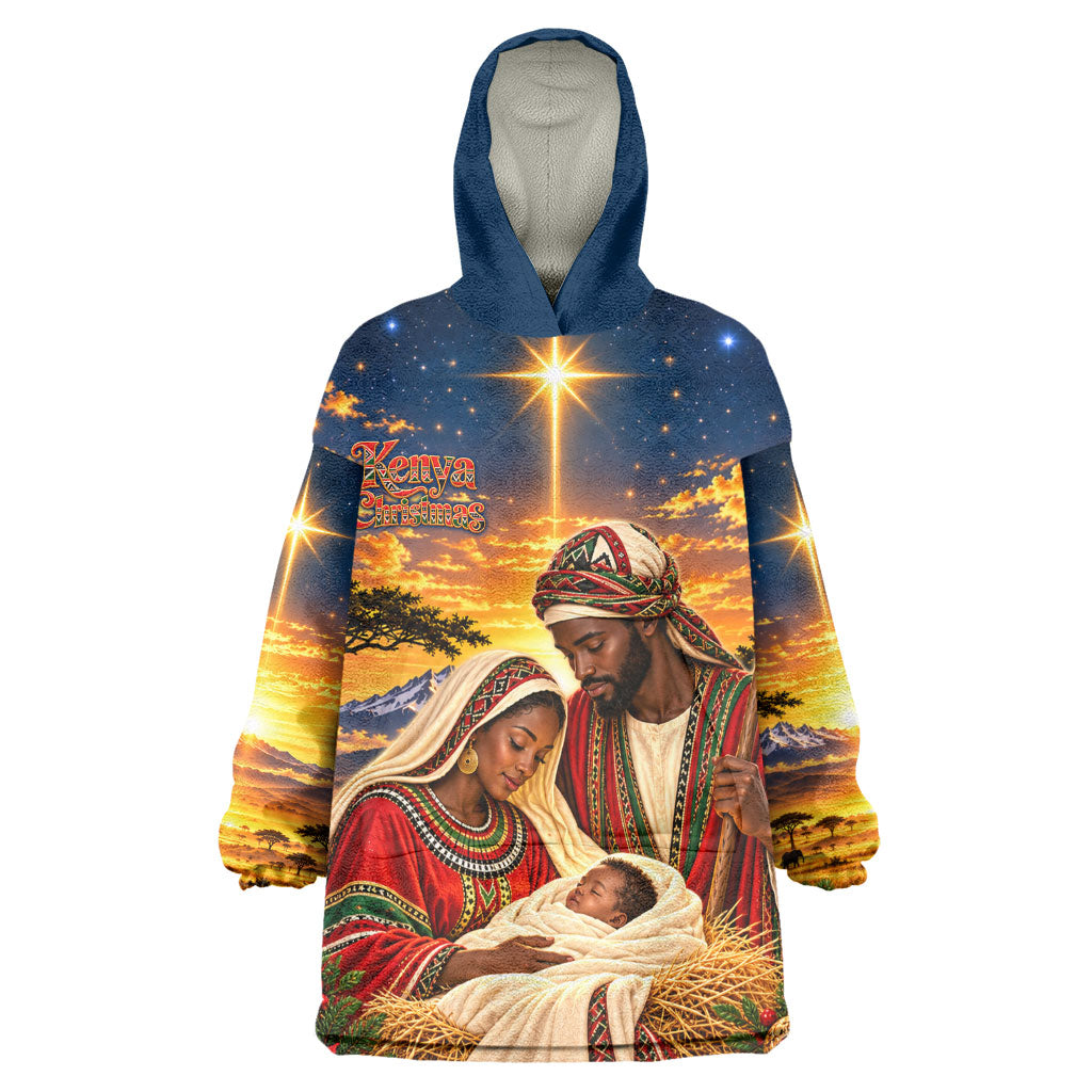 Kenya Christmas African Holy Family Wearable Blanket Hoodie Savanna Sunset Baby Jesus