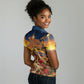 Kenya Christmas African Holy Family Women Polo Shirt Savanna Sunset Baby Jesus