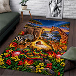 Zimbabwe Christmas Holy Family Area Rug African Safari Wildlife Savanna Sunset Baby Jesus