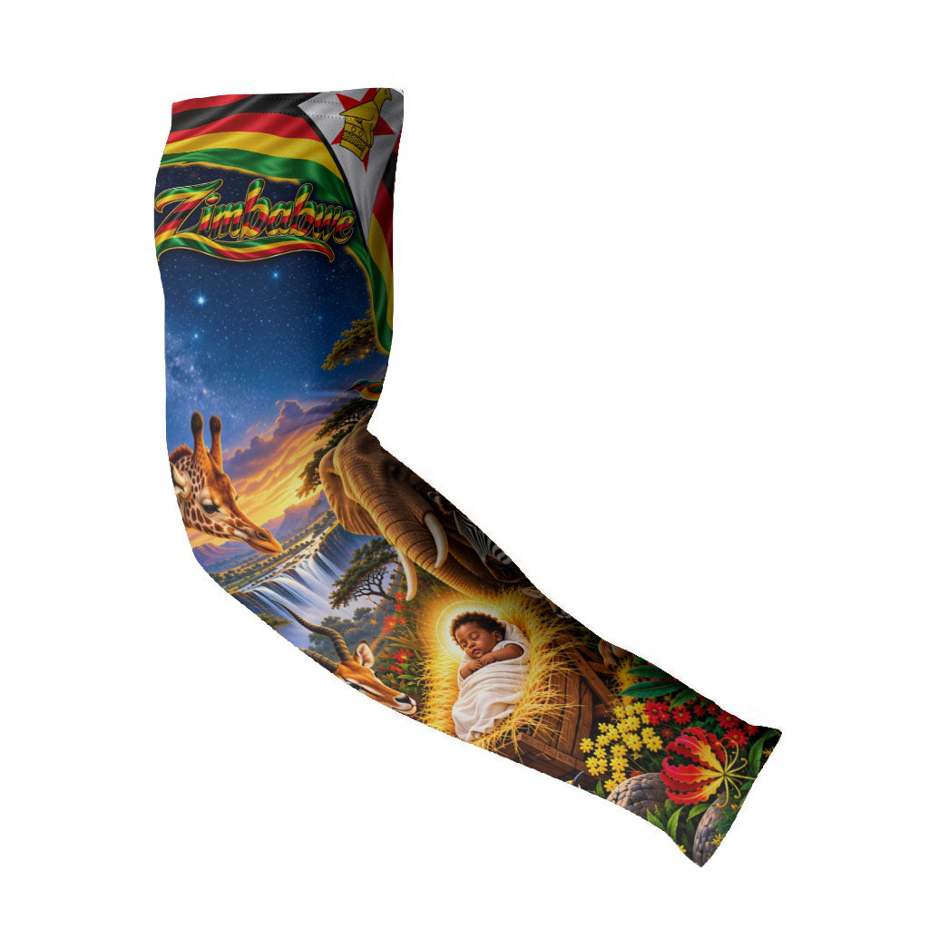 Zimbabwe Christmas Holy Family Arm Sleeves African Safari Wildlife Savanna Sunset Baby Jesus