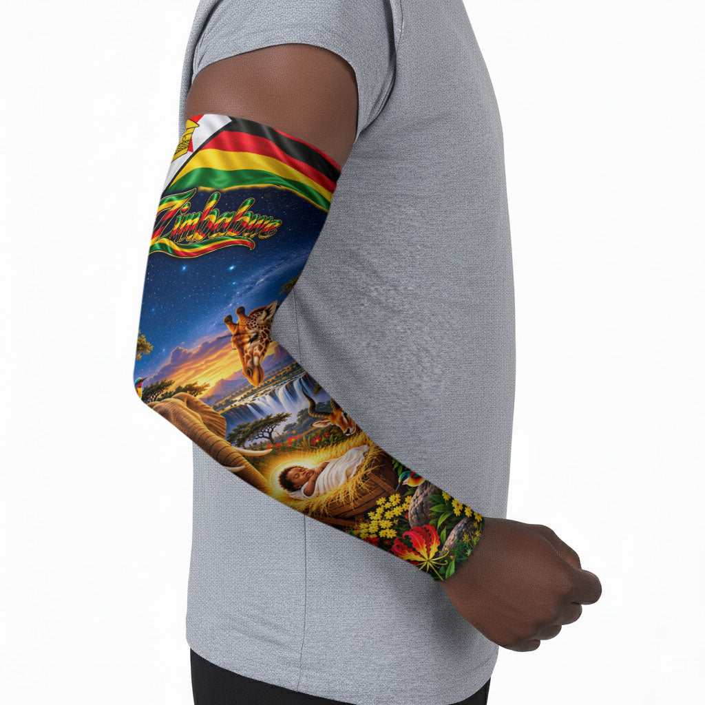 Zimbabwe Christmas Holy Family Arm Sleeves African Safari Wildlife Savanna Sunset Baby Jesus